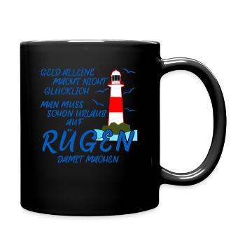 Rügen Spruch Insel Witz - Tasse einfarbig - Schwarz - Rechts