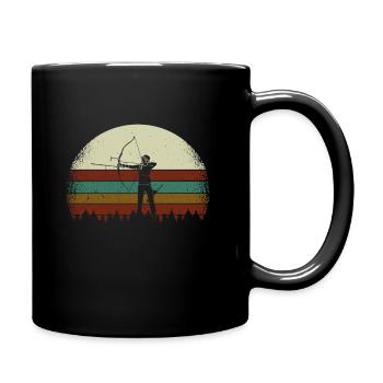Bogenschießen Bogenschiessen Bogensport - Tasse einfarbig - Schwarz - Rechts
