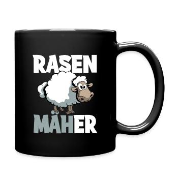 Rasenmäher Schaf Mäh Rasenpflege Rasen mähen - Tasse einfarbig - Schwarz - Rechts