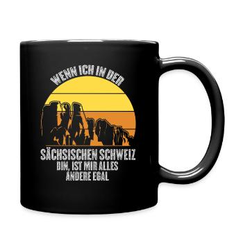 Sächsische Schweiz Retro Spruch - Tasse einfarbig - Schwarz - Rechts
