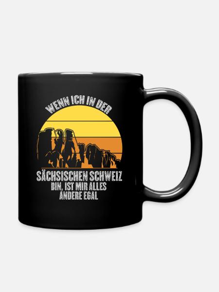 Sächsische Schweiz Retro Spruch - Tasse einfarbig - Schwarz