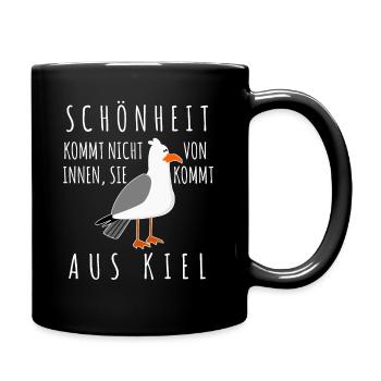 Kiel Spruch Witz Möwe - Tasse einfarbig - Schwarz - Rechts