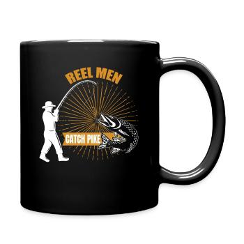 Hecht Angler Spruch zum Angeln - Tasse einfarbig - Schwarz - Rechts