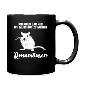Rennmaus Spruch - Tasse einfarbig - Schwarz - Rechts