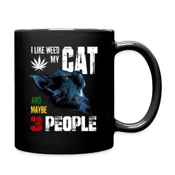 I Like Weed My Cat And Maybe 3 People graphic - Full Colour Mug - black - Right