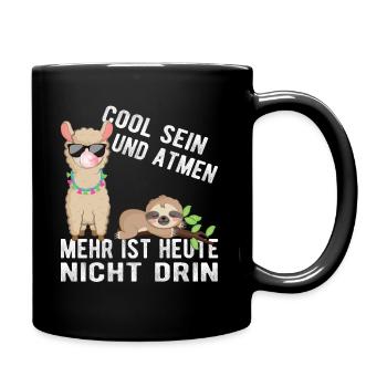 Cool Atmen Faultier Lama Baby Geschenkidee Fun - Tasse einfarbig - Schwarz - Rechts