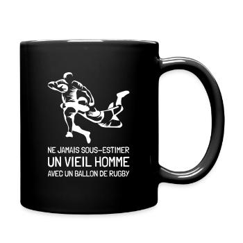 Rugby Sport Club Ballon Ovale Cadeau - Tasse einfarbig - Schwarz - Rechts