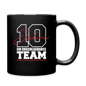 Team 10 Jahre 10. Jubiläum - Tasse einfarbig - Schwarz - Rechts