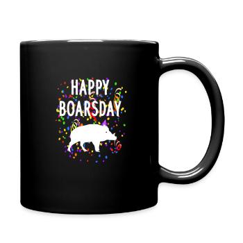 Wildschwein Geburtstag Happy Boarsday Trachten - Tasse einfarbig - Schwarz - Rechts