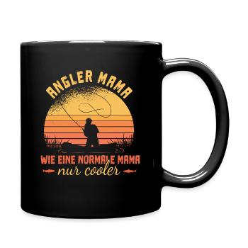 Angler Mama - Angeln Frauen - Tasse einfarbig - Schwarz - Rechts