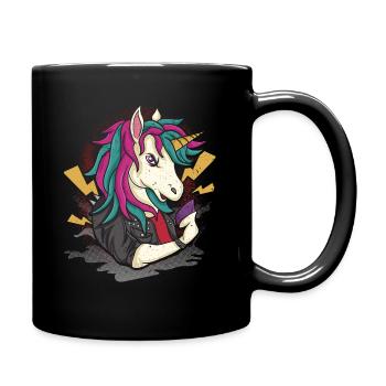 heavy metal unicorn rock - Full Colour Mug - black - Right