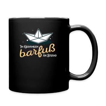 In Gedanken barfuß am Strand Nordsee Küste - Tasse einfarbig - Schwarz - Rechts