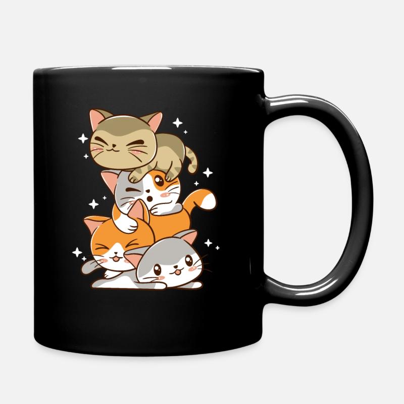 kawaii cat pile shirt - Tasse einfarbig - Schwarz