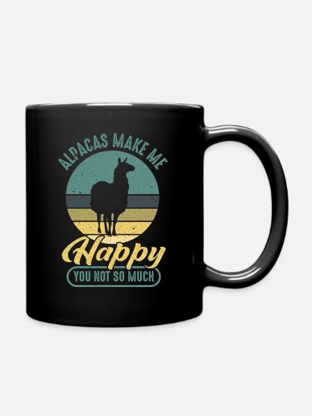 Alpacas make me happy- funny Alpaca shirt for - Mug uni - noir