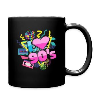 I love 90's Retro 90s Neunziger Jahre Motto - Tasse einfarbig - Schwarz - Rechts