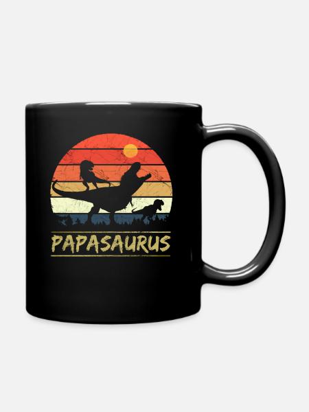 Papasaurus - Retro - Tasse einfarbig - Schwarz