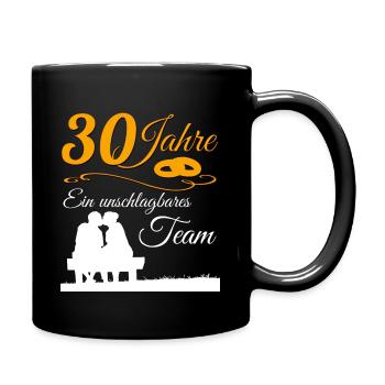 30 Jahre Perlenhochzeit 30.Hochzeitstag - Tasse einfarbig - Schwarz - Rechts