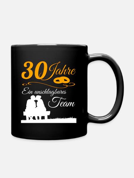 30 Jahre Perlenhochzeit 30.Hochzeitstag - Tasse einfarbig - Schwarz