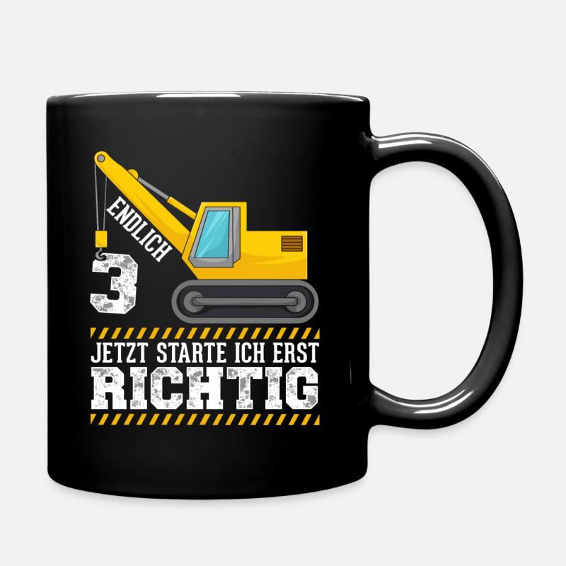 3. Geburtstag Bagger deko ich bin Endlich 3 Jahre - Tasse einfarbig - Schwarz