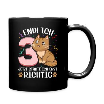 3. Geburtstag Mädchen kleid deko ich bin endlich 3 - Tasse einfarbig - Schwarz - Rechts