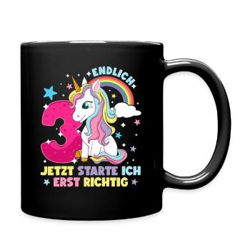 3. Geburtstag Mädchen kleid deko ich bin endlich 3 - Tasse einfarbig - Schwarz - Rechts