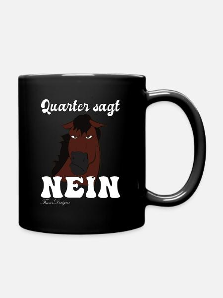 Quarter says no, funny and cute comic horses - Full Colour Mug - black
