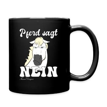 Schimmel sagt Nein lustiges und süßes Pferde - Tasse einfarbig - Schwarz - Rechts