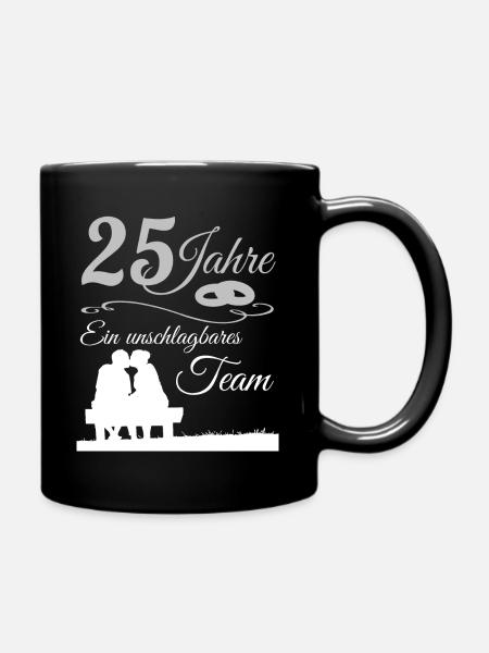 25 Jahre Silberhochzeit 25.Hochzeitstag Jubiläum - Tasse einfarbig - Schwarz