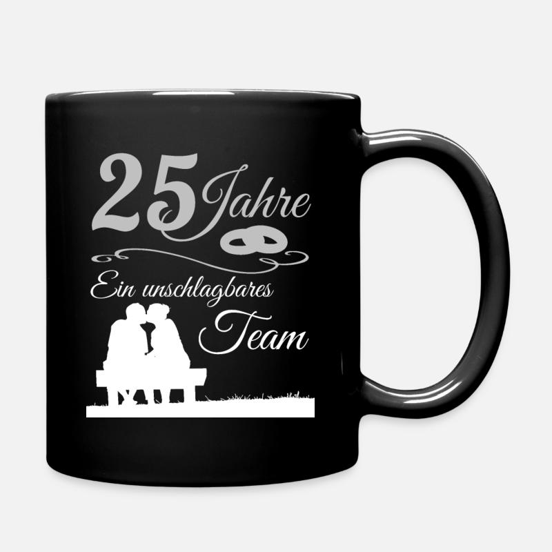 25 Jahre Silberhochzeit 25.Hochzeitstag Jubiläum - Tasse einfarbig - Schwarz