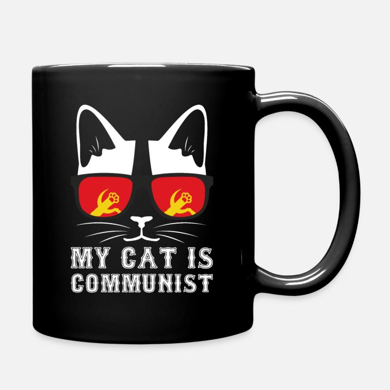 My Cat Is A Communist - Full Colour Mug - black