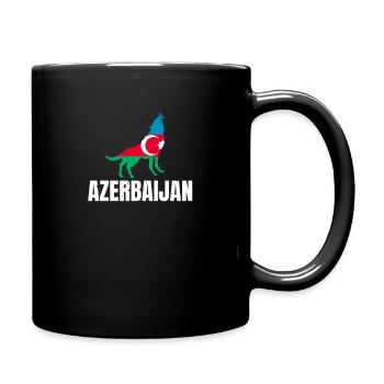 Azerbaijan Flagge mit Wolf Aserbaidschan - Tasse einfarbig - Schwarz - Rechts
