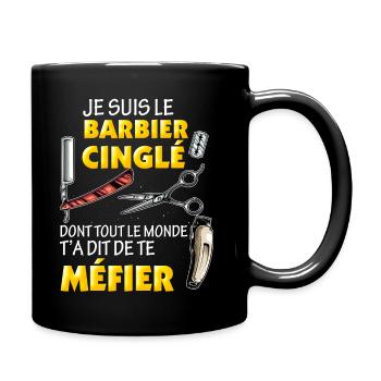 Barbier, métier humour - Mug uni - noir - Droite