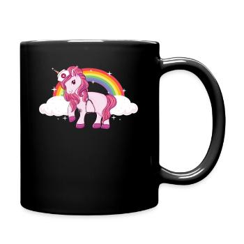 cute fun unicorn school nurse - Tasse einfarbig - Schwarz - Rechts