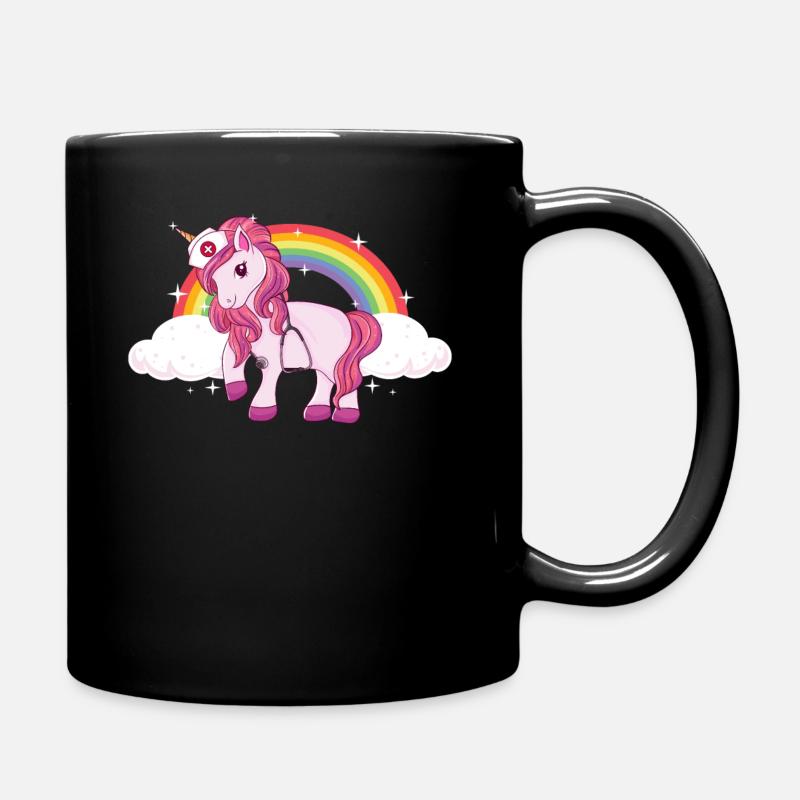 cute fun unicorn school nurse - Tasse einfarbig - Schwarz