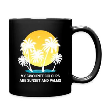 Palmen Sommer Sonnenuntergang Meer Lieblingsfarben - Tasse einfarbig - Schwarz - Rechts