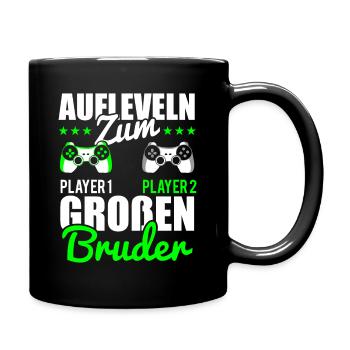 Gamer Bruder Aufleveln zum Grossen Bruder - Tasse einfarbig - Schwarz - Rechts