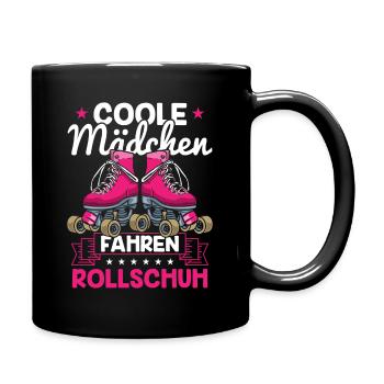 Rollschuhfahren Coole Mädchen fahren Rollschuh - Tasse einfarbig - Schwarz - Rechts