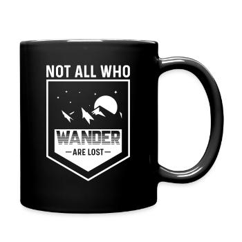 Compass Hiking Not All Those Who Wander are Lost - Full Colour Mug - black - Right
