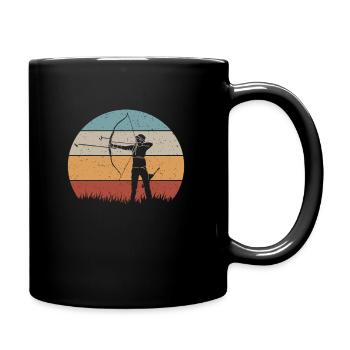 Bogenschießen Bogenschiessen Bogensport - Tasse einfarbig - Schwarz - Rechts