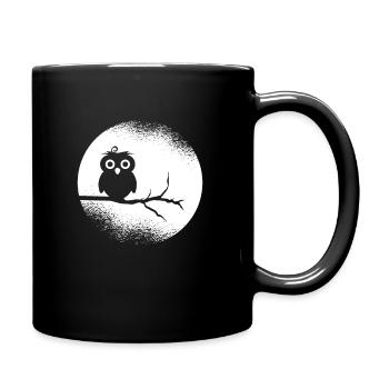 Eule Waldbewohner Eulen Vollmond - Tasse einfarbig - Schwarz - Rechts