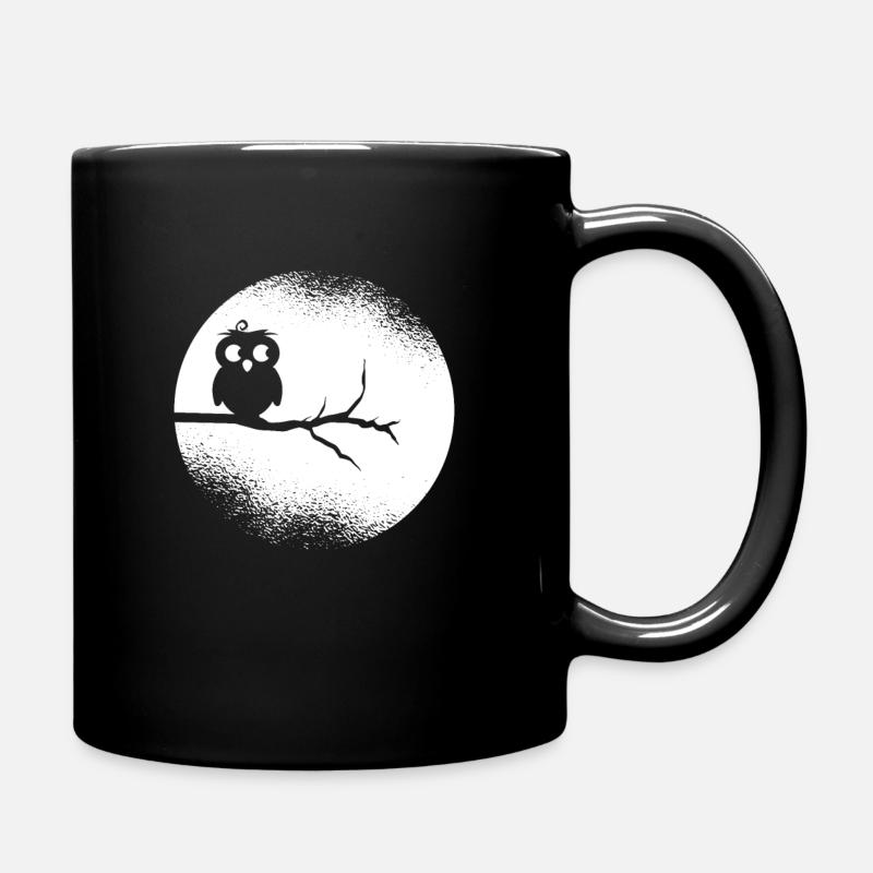 Eule Waldbewohner Eulen Vollmond - Tasse einfarbig - Schwarz