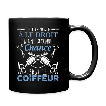 Coiffeur citation drole métier coiffure - Mug uni - noir - Droite