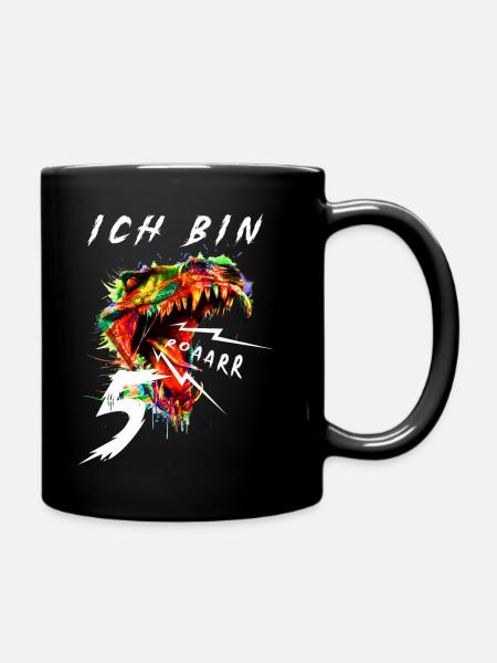 Kinder Dinosaurier 5 Geburtstag Ich bin 5 Dino - Tasse einfarbig - Schwarz