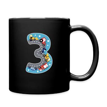 3rd Birthday - Police & Fire Brigade Vehicles - - Full Colour Mug - black - Right