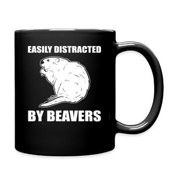 Leicht abgelenkt von Biber Beaver Nagetet - Tasse einfarbig - Schwarz - Rechts