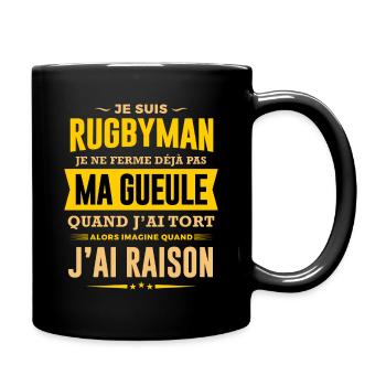 Rugbyman je ne ferme pas ma gueule humour rugby - Mug uni - noir - Droite