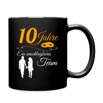 10 Jahre Rosenhochzeit 10.Hochzeitstag Jubiläum - Tasse einfarbig - Schwarz - Rechts
