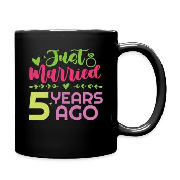Just Married 5 Years Ago Parents Wedding - Full Colour Mug - black - Right