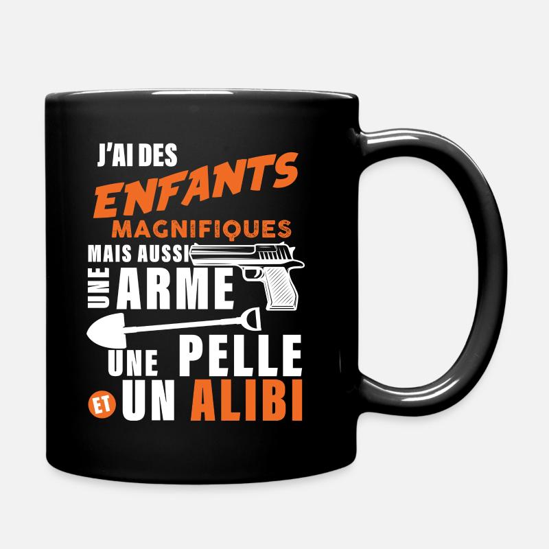 Papa enfants et Alibi Citation drole idée cadeau - Mug uni - noir