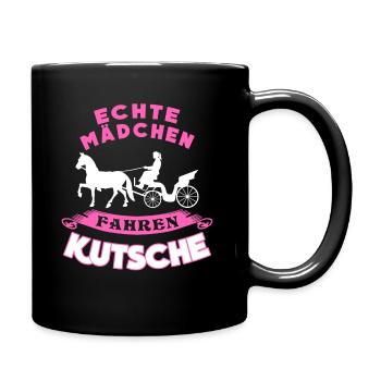Kutsche Mädchen Pferdekutsche Kutscher - Tasse einfarbig - Schwarz - Rechts